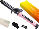 Angenil Beach Wave Curling Iron Wand 1 1/4 Inch, Hair Curler For Long Hair, Professional Travel Curling Iron For Long Hair, Instant Heat Hair Beauty Styling Tool For Women With Ceramic Barrelpink1.25 In