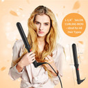 Micsta Negative Ions Curling Iron Long Barrel Ceramic Coated, Dual Voltage Curling Wand Quick Heating, Beach Wave Hair Curler Fast Styling For Long Hair, With Glove And Mat, Black1-1/4 Christmas Gift