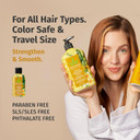 Hempz Biotin Hair Shampoo - Triple Moisture Peach & Grapefruit - For Growth & Strengthening Of Dry, Damaged Hair - Travel Size 2.25 Fl Oz