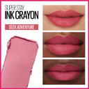 Maybelline Super Stay Ink Crayon Lipstick Makeup, Precision Tip Matte Lip Crayon With Built-In Sharpener, Longwear Up To 8Hrs, Seek Adventure, Warm Pink, 1 Countseek Adventure