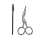 JAPONESQUE Brow Scissors and Spoolie, Stainless Steel Scissors for Brow Grooming and Trimming, Brush Tool for Brow Shaping