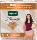 Depend Silhouette Adult Incontinence & Postpartum Underwear For Women, Maximum Absorbency, Small, Pink, 60 Count, Packaging May Vary