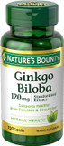 Nature'S Bounty Ginkgo Biloba Capsules 120Mg, Memory Support Supplement, Supports Brain Function And Mental Alertness, 100 Capsules