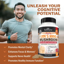 Organic Lions Mane Supplement Capsules (90 Count) 2100Mg Lions Mane Mushrooms With Bioperine For Max Absorption, Active Compound Verified, Natural Nootropic Brain Supplements For Memory And Focus