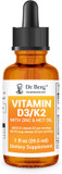 Dr. Berg Liquid Vitamin D3 & K2 Supplement - For Bone, Teeth, Mood & Immune Health - Vitamin D3 & K2 Drops For Adults - 1 Fl Oz