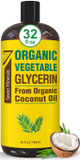 Seven Minerals, Organic Vegetable Glycerin - Big 32 Fl Oz Bottle - No Palm Oil, Made With Organic Coconut Oil - Therapeutical Grade Glycerine For Diys - Hair, Nails & Skin Moisturizer - Non-Gmo
