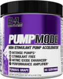 Evl Pumpmode Nitric Oxide Supplement - Nitric Oxide Booster Pump Pre Workout Powder With Glycerol And Betaine For Muscle Recovery Growth And Endurance - Stim Free Pre Workout Drink (Blue Raz)