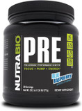 Nutrabio Pre Workout Powder - Sustained Energy, Mental Focus, Endurance - Clinically Dosed Formula - Beta Alanine, Creatine, Caffeine, Electrolytes - 20 Servings - Blue Raspberry