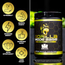 Gorilla Mode Base Pre Workout - Raises Nitric Oxide · Intense Focus & Drive · Endurance · Power - L-Citrulline, L-Tyrosine, Betaine, Alpha-GPC, Caffeine, Huperzine A - 360 Grams (White Gummy Bear)