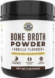 16oz Vanilla Bone Broth Protein Powder From Grass Fed Beef - Non-GMO Ingredients, Gut-Friendly, Low Carb Dairy Free Protein Powder - Natural Collagen Source For Joint Support - Keto Friendly