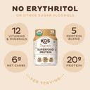 Kos Organic Plant Based Protein Powder, Chocolate Peanut Butter - Delicious Vegan Protein Powder - Keto Friendly, Gluten Free, Dairy Free & Soy Free - 1.3 Pounds, 15 Servings