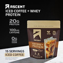 Ascent Iced Coffee Protein Powder - High Protein Coffee Powder, 20 G Protein & 100 Mg Caffeine From Premium Colombian Coffee, Zero Artificial Flavors & Sweeteners - 15 Servings