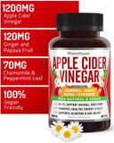 Apple Cider Vinegar Capsules With Ginger, Papaya & Chamomile | 1390Mg | Improves Digestion, Energy, Immunity | Soothes Gas & Bloating Issues | Like With Mother | Non-Gmo & 100% Natural | 90 Capsules