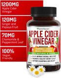 Apple Cider Vinegar Capsules With Ginger, Papaya & Chamomile | 1390Mg | Supports Digestion, Immunity | Like With Mother | Non-Gmo & 100% Natural | 180 Capsules