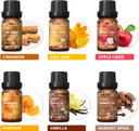 Hiqili Spice Fragrance Oil, Scented Oil 6X10Ml For Candle Making Soap Slime, Fall Essential Oils For Diffuser Home, Cinnamon Pumpkin Vanilla Apple Cider Harvest Spice Fall Leaf, Christmas Gifts