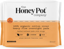 The Honey Pot Company - Herbal Overnight Heavy Flow Pads W/Wings - Organic Pads For Women - Infused W/Essential Oils For Cooling Effect, Cotton Cover, & Ultra-Absorbent Pulp Core -Feminine Care- 16 Ct