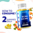 Vitamatic Bcaa Gummies - Branch Chain Amino Acid Supplements - Peach Flavor - 600Mg Per Serving - 60 Vegan Pectin Based Gummies (1 Bottle)