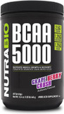 Nutrabio Bcaa 5000 Powder - Vegan Fermented Bcaas - Supports Lean Muscle Growth, Recovery, Endurance - Zero Fat, Sugar, And Carbs - 60 Servings - Grape Berry Crush