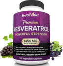 Nutrivein Resveratrol 1450Mg - Antioxidant Supplement 120 Capsules  Supports Healthy Aging & Promotes Immune, Brain Boost & Joint Support - Made With Trans-Resveratrol, Green Tea Leaf, Acai Berry