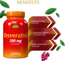 Resveratrol 1000Mg By Alfa Vitamins - Powerful Antioxidant, Helps Prevent Cell Damage - Supports Brain Function, Cardiovascular Health, Metabolism, Anti-Aging Effects - 60 Capsules