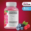 Calcium Magnesium Zinc Gummies, Gmo-Free Gluten Free, Great Taste Natural Raspberry Flavor Gummy Vitamins, 90 Gummies