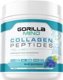 Gorilla Mind Collagen Peptides Powder - Joint & Bone Health/Great For Hair, Skin & Nails/Sleep Support/Types I, Ii, Iii/Mix In Water, Juice Or A Smoothie - 435G (Blue Raspberry)
