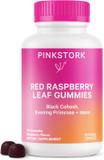 Pink Stork Red Raspberry Leaf Gummies - Evening Primrose Oil + Black Cohosh For Hormone Balance - Third Trimester Labor Prep + Postpartum Essentials - 60 Vegan Gummy Supplements, Non-Gmo