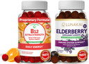 Vitamin B12 And Elderberry Gummies Bundle - Non-Gmo, Gluten Free, No Corn Syrup, All Natural Supplements- 60 Ct Vitamin B12 Gummies And 60 Ct Elderberry Gummies - 30 Days Supply