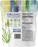 Konsyl Organic Psyllium Fiber - Usda Certified Psyllium Husk Daily Fiber Powder - All Natural Soluble Fiber, Gluten-Free & Sugar-Free - 340G Gusset Bag