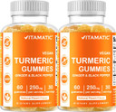 Vitamatic 2 Pack Turmeric Gummies With Ginger & Black Pepper Extract - 95% Curcuminoids - 60 Vegan Gummies