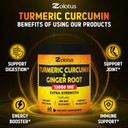 6 In 1 Turmeric Curcumin + Ginger Capsules, 95% Curcuminoids, Equivalent To 13050Mg, With Ginger, Garlic Bulb, Bromelain, Moringa, Black Pepper, Joint & Absorption Support