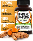Turmeric Curcumin With Bioperine Black Pepper & 95% Curcuminoids, 1965Mg, Maximum Absorption For Joint Support, Non-Gmo Turmeric Capsules, Made In Usa - 90 Veg Caps