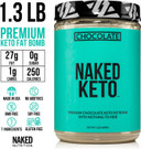 Naked Nutrition Naked Chocolate Keto - Premium Chocolate Keto Fat Bomb Powder - Nothing Artificial - Gluten-Free Keto Bomb Chocolate Mct Oil Powder With No Gmos - 1.3 Lb