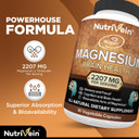 Nutrivein Magnesium L-Threonate (Magtein) 2207Mg - Boosts Brain Health, Memory & Focus, Sleep & Recovery, Reduces Fatigue - 30 Day Supply (90 Capsules, Three Daily)