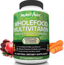 Nutrivein Whole Food Multivitamin - Complete Daily Vitamins For Men And Women From Natural Whole Foods, Real Raw Veggies, Fruits, Vitamin E, A, B Complex - 30 Day Supply (120 Capsules, Four Daily)