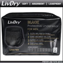 Livdry Adult Incontinence Underwear For Men, Premium Black Series, Ultimate Leak Protection, X-Large 44-Pack