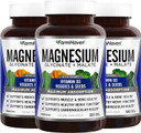 FarmHaven Magnesium Glycinate & Malate Complex w/ Vitamin D3, 100% Chelated for Max Absorption, Vegan  Bone Health, Nerves, Muscles, 360 Capsules, 180 Days