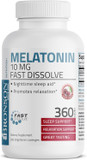 Bronson Melatonin 10Mg Fast Dissolve Cherry Flavored Tablets Vegetarian Chewable Lozenges, 360 Count