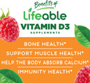 Lifeable Vitamin D For Kids 1000 Iu - Great Tasting Natural Flavor Gummy Supplement - Gluten Free Vegetarian Gmo Free Chewable - For Strong Healthy Bones And Immune Support - For Children 90 Gummies