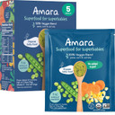 Amara Organic Baby Food - Stage 2 - Peas, Corn & Carrots - Baby Cereal To Mix With Breastmilk, Water Or Baby Formula - Shelf Stable Baby Food With 100% Organic Veggies - 5 Pouches, 3.5Oz Per Serving