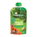 Happy Baby Organics Savory Blends Stage 2 Baby Food, Broccoli & Carrots With Olive Oil + Garlic, 4 Ounce Pouch (Pack Of 16)