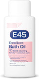 E45 Bath Oil 500 ml  E45 Bath Oil Emollient to Moisturise & Hydrate Dry Skin  Gently Cleanses for Soft Skin  Soap Free & Perfume Free Emollient Bath & Shower Oil Body Wash - Dermatologically Tested