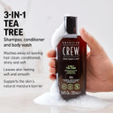American Crew Shampoo, Conditioner & Body Wash For Men, 3-In-1, Tea Tree Scent, 33.8 Fl Oz