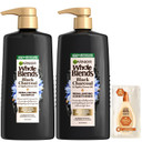 Garnier Whole Blends Black Charcoal & Nigella Flower Oil Rebalancing Shampoo And Conditioner Set For Greasy Scalp & Dry Ends With Sample, 26.6 Fl Oz, 1 Kit (Packaging May Vary)