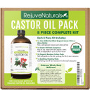 Castor Oil Pack - 8 Piece Complete Kit. Includes 16Oz Glass Bottle Of Organic Castor Oil, Easy To Use Castor Oil Compress With Adjustable Fit, 5 Soft Cotton Pads & Soothing Heat Pack Castor Oil Pack - 8 Piece Complete Kit. Includes 16Oz Glass Bottle Of Organic Castor Oil, Easy To Use Castor Oil Compress With Adjustable Fit, 5 Soft Cotton Pads & Soothing Heat Pack