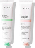 Boka Travel Size Toothpaste - Ela Mint, Coco Ginger 1.3 Fl Oz, Pack Of 2 - Nano-Hydroxyapatite For Remineralizing, Sensitive Teeth & Whitening - Fluoride Free - Dentist Recommended For Adult, Kids