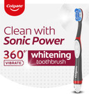 Colgate 360 Optic White Battery Powered Sonic Toothbrush, Soft, 1 Pack