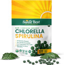Sunlit Best Organic Burst Chlorella Spirulina Tablets - Pure Superfood Supplement With Blue Green Algae, Chlorophyll & Vegan Protein, Spirulina Chlorella Pills 1000 Tabs