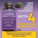 Viva Naturals 4-In-1 Daily Immune Support Supplement, 120 Capsules - 1000Mg Sambucus Black Elderberry With Zinc And Vitamin C For Adults + Ginger - 2 Month Supply