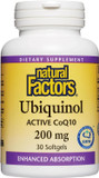 Natural Factors, Ubiquinol Active Coq10 200 Mg, Double-Strength, High-Absorption Coenzyme Q10 Supplement For Energy, Heart And Cognitive Support, 200Mg, 30 Count (Pack Of 1)